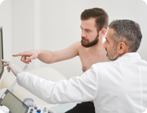 Doctor and patient consulting about results of diagnosis